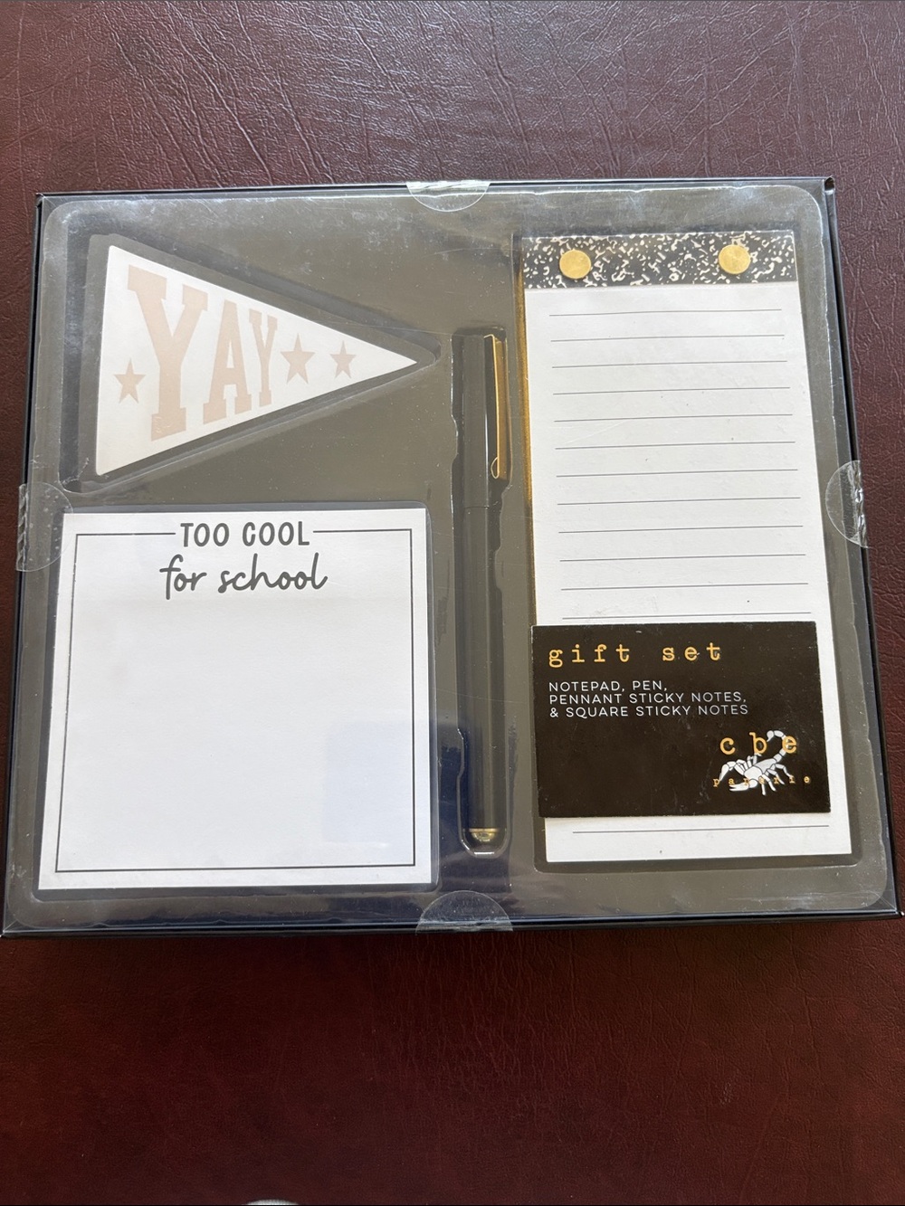 Notepad & Sticky Note Gift Set with Pen - Black and White